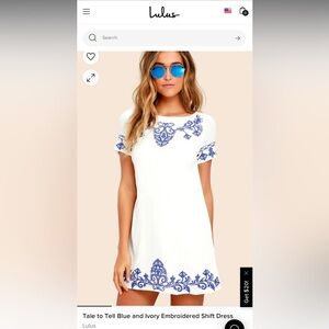BNWT Lulus White Tale to Tell Embroidered Shift Dress Small